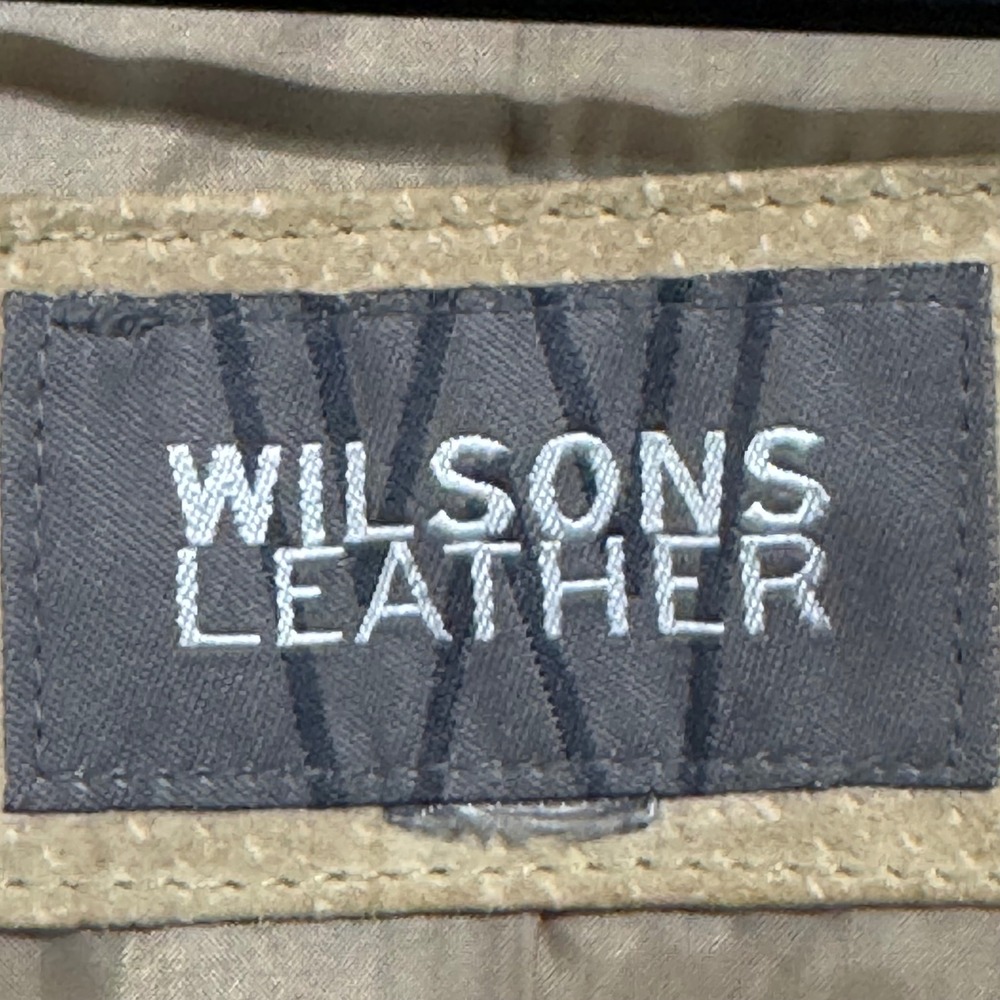Wilsons Leather Womens Suede Jacket XL Tan‎ Beige Zip Up Minimalist Boho 90s VTG - Picture 7 of 11